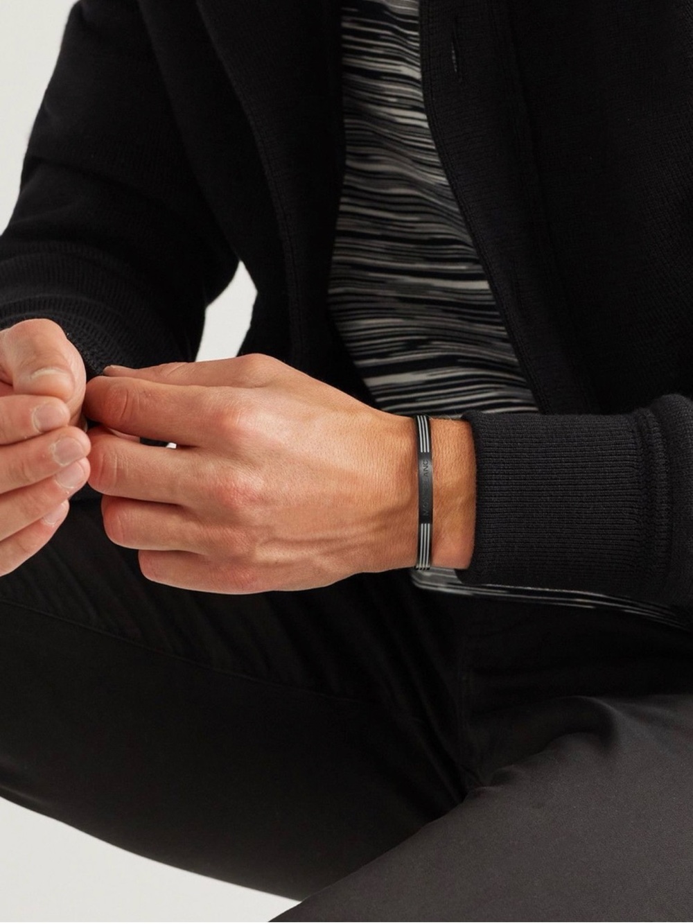 Montblanc Black and Silver Slim Smart Wristband
